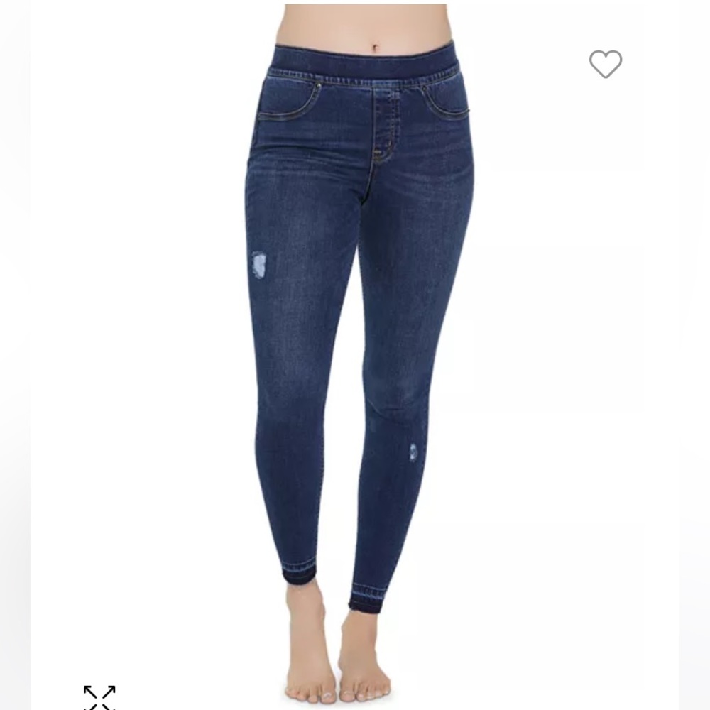 SPANX SIZE M Distressed Denim Legging Medium Wash